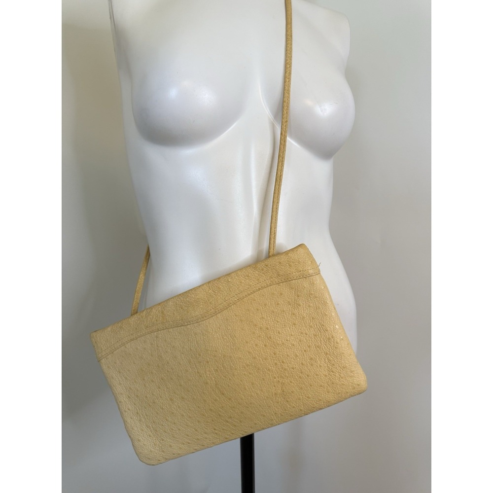 Vintage Clemente Women's‎ 80's Ostrich Leather Clutch Shoulder Bag 10.5" X 6.5"